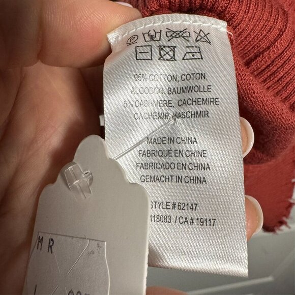 Minnie Rose Cotton Cashmere Sleeveless Neck Frayed Tank Top size Large Spice NEW - Picture 6 of 8